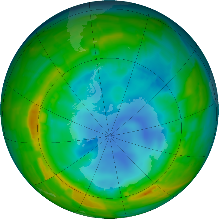 Antarctic ozone map for 08 August 2010
